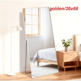 Rectangle Full Length Mirror, Full Body Standing Mirror Floor Mirrors (Option: Golden26x68)
