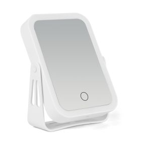 1Pc 10X Magnifying Lighted Makeup Mirror Double Sided Travel Makeup Mirror With 3 Light Colors Touch Screen USB Rechargeable (Option: White)