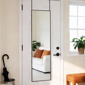 Floor-standing Wall-mounted Mirror, Aluminum Frame, High-definition Glass, Suitable For Bedrooms, Living Rooms And Entrances (Option: Black Rectangle)