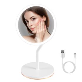1Pc 7.48In 5X Magnifying Lighted Makeup Mirror Dimmable Magnification Mirror With Lights Lighted Vanity Mirror With 3 Light Colors (Option: White)