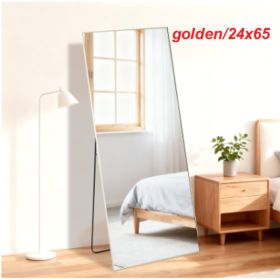 Rectangle Full Length Mirror, Full Body Standing Mirror Floor Mirrors (Option: Golden24x65)